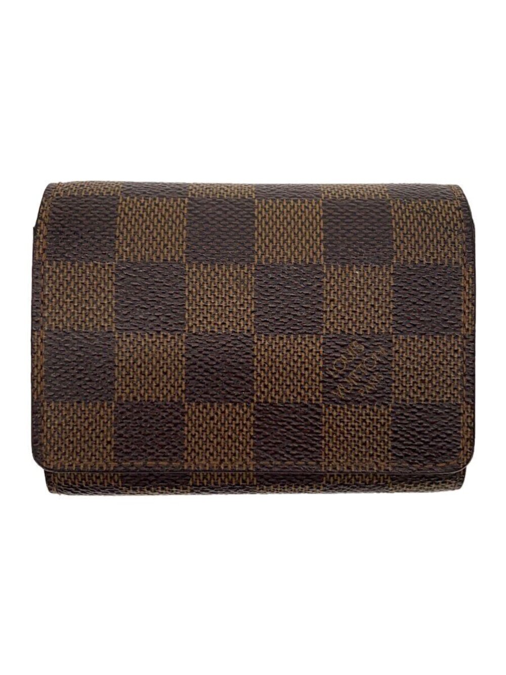 LOUIS VUITTON Envelope Wallet Carte de Visite Damier Ebene Brown Leather Brown